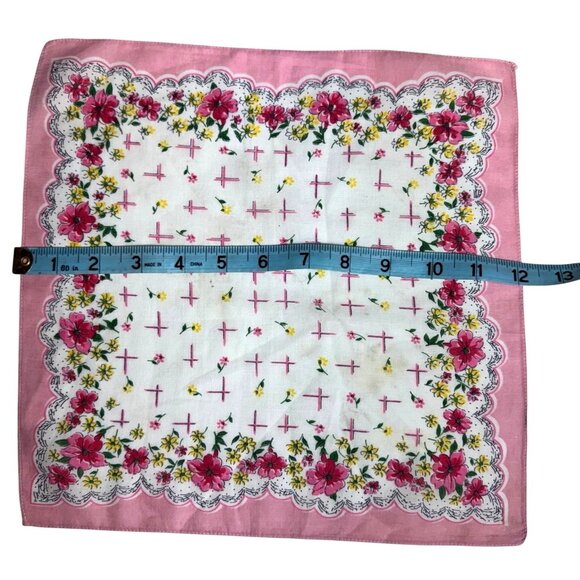 Handkerchief hankie 111-3/4 in. by 12 in. pink, white, and yellow flowers - Picture 4 of 7